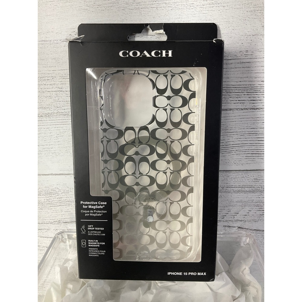 Coach iPhone 15 Pro Max Clear Silver Monogram MagSafe Hard Case